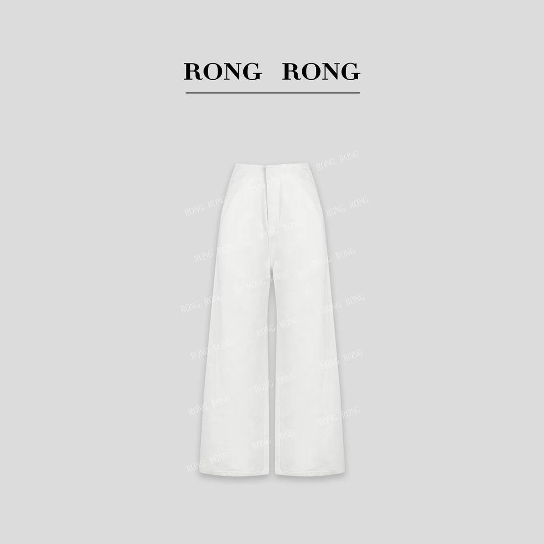 溶溶【瘦腿裤】RONGRONG 100棉中高腰斜纹肌理直筒裤RR202501170