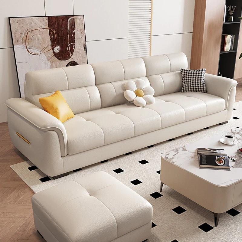 2025新款猫抓皮沙发小户型贵妃直排三四人位真皮组合北欧688