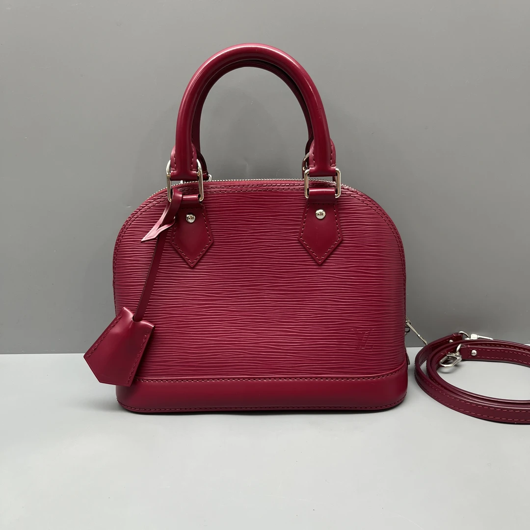 95新 LouisVuitton/路易威登 酒红色水波纹alma b贝壳包尺寸24*17