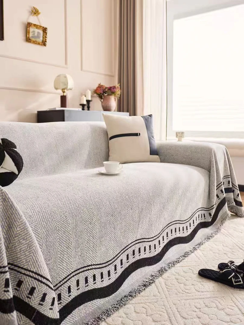 简约防滑加厚加密沙发巾四季通用防尘防猫抓沙发盖布轻奢沙发垫