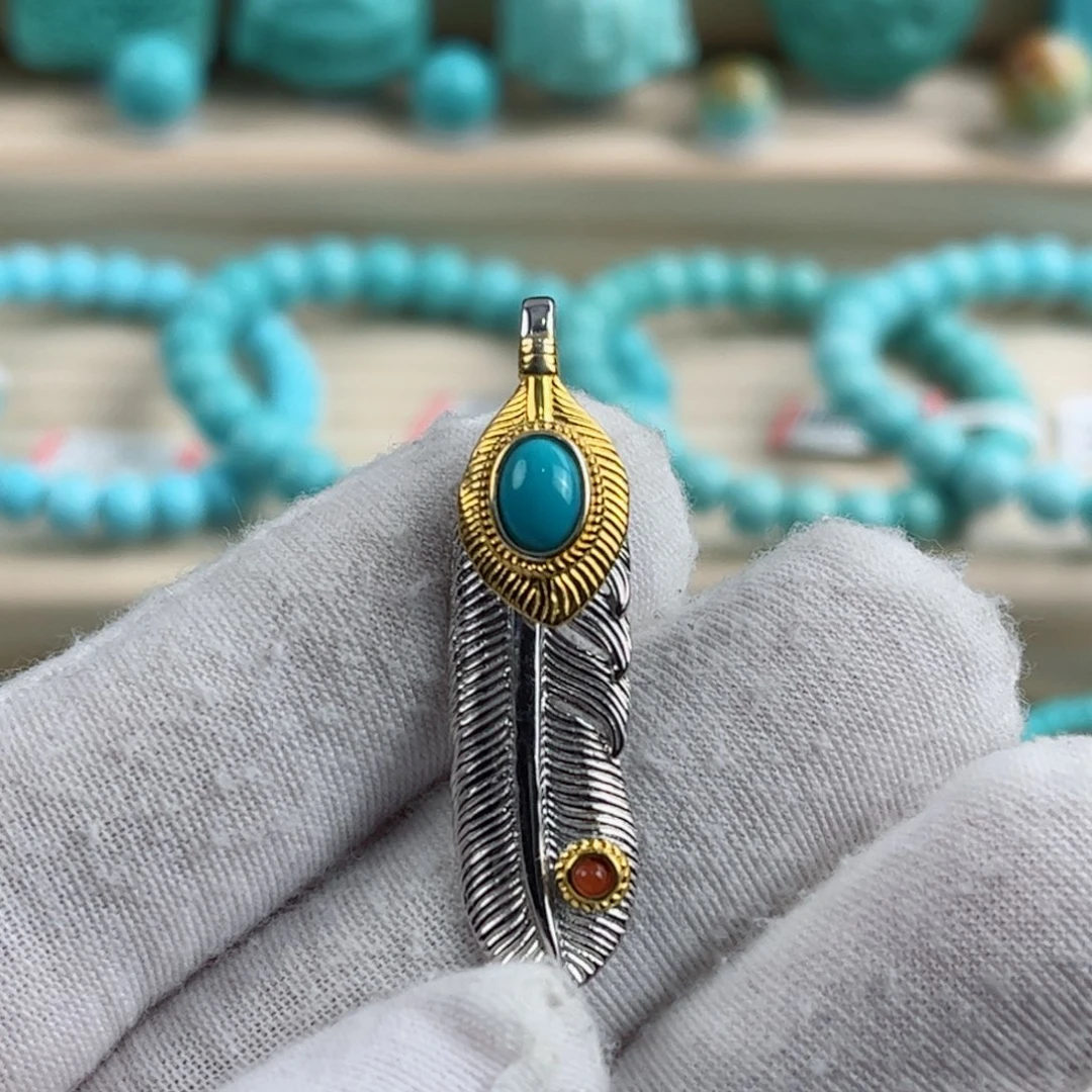 银S925镀金镶嵌绿松石配饰