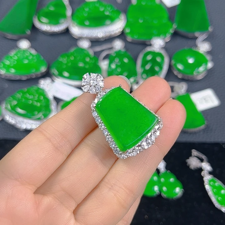 翡翠银S925镶嵌吊坠(不含链)