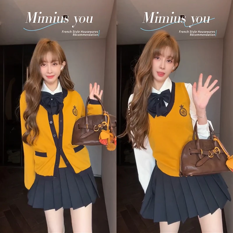 【mimius】喵喵 东京女大 学院风撞色马甲+开衫 WG08115