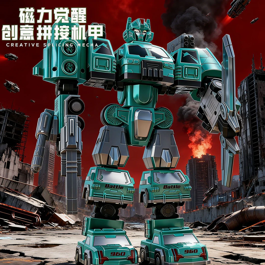 儿童变形机甲磁力拼接积木益智玩具男女战机战车合体金刚机器人