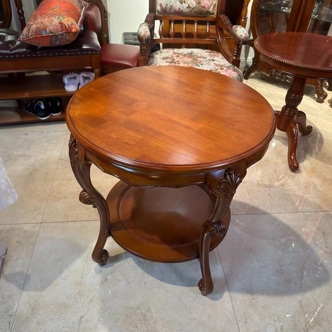 美式高端双层茶几客厅圆几边几