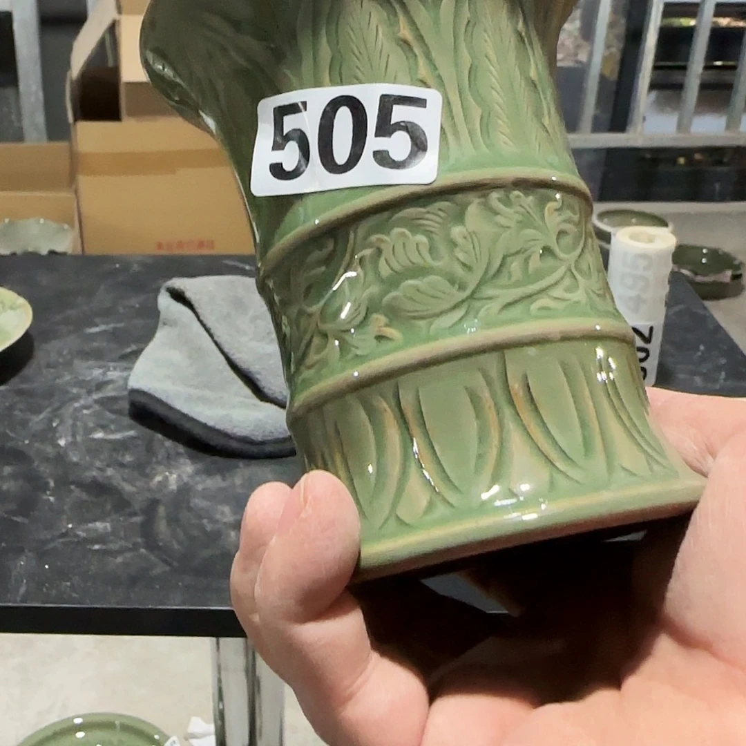 耀州窑手工笔筒瑕疵不保破损不退换