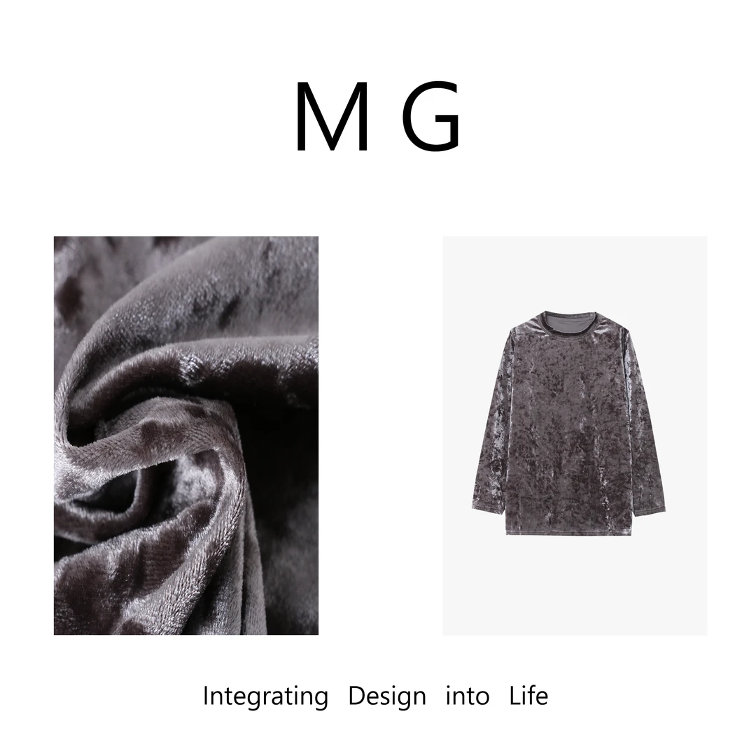 木岸MUAN：《遛弯长袖T》定制周末丝绒晕染长袖T恤上衣女MJ-B173