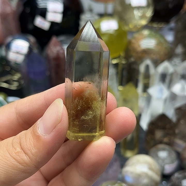 水晶珠宝半成品未镶嵌27克黄水晶柱