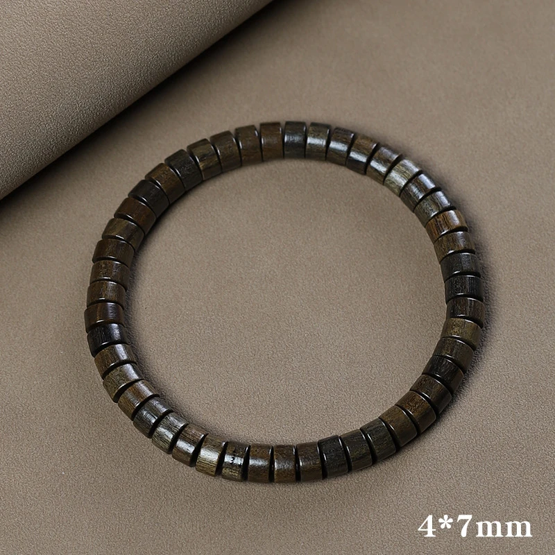 檀木药片珠手串木质简约男女复古手链绿檀木紫光檀单圈佛珠文玩