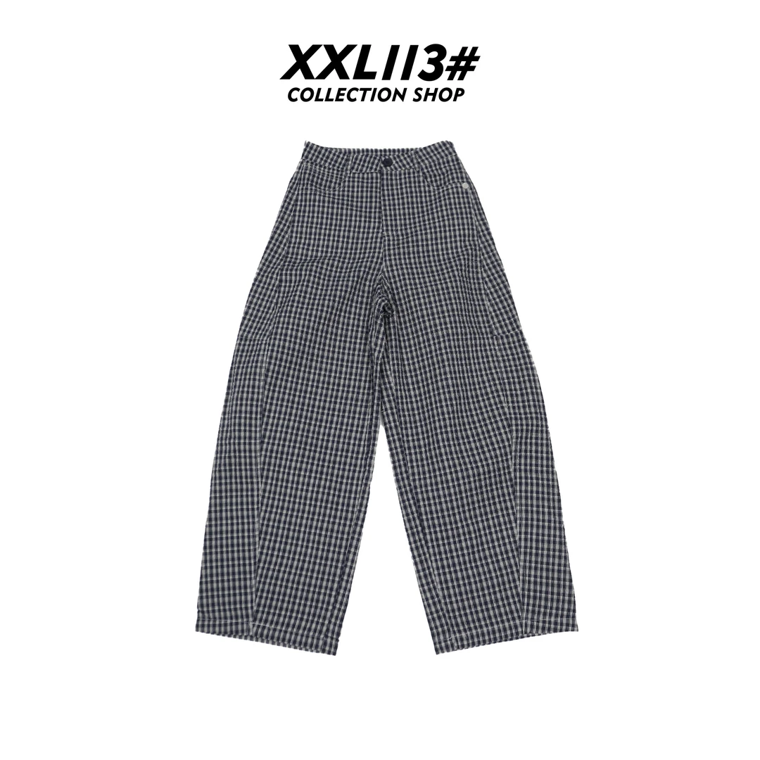 透气格纹休闲裤垂感直筒裤X5F10F6265