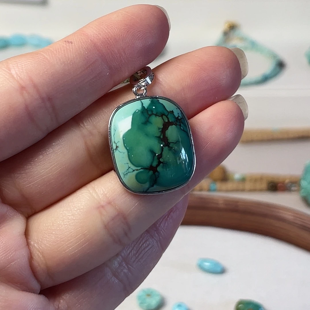 绿松石银S925镶嵌配饰