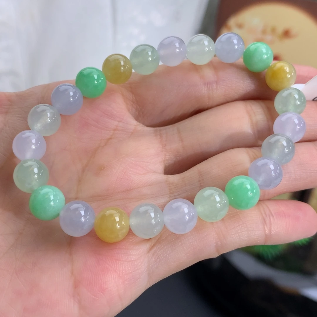翡翠未镶嵌手串卡8冰胶多宝手串（漏价推荐）