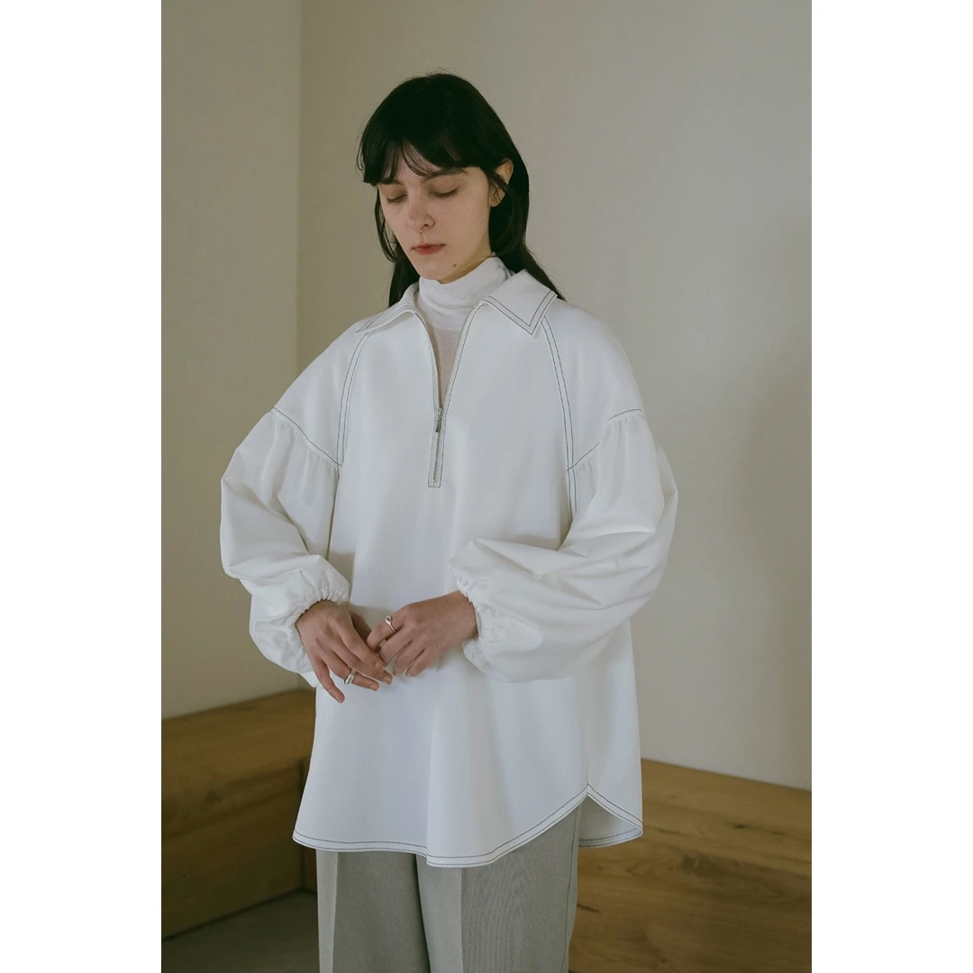 【MonTendre】春季新款 M 慵懒风百搭半拉链上衣休闲气质套头衬衫