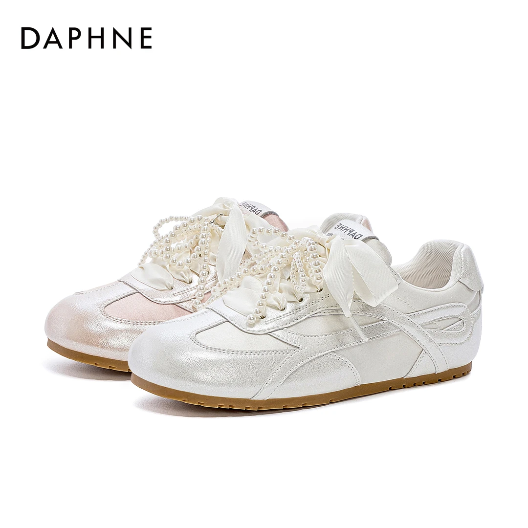 达芙妮2025春季新款时尚休闲百搭潮流舒适厚底透气系带休闲鞋女鞋