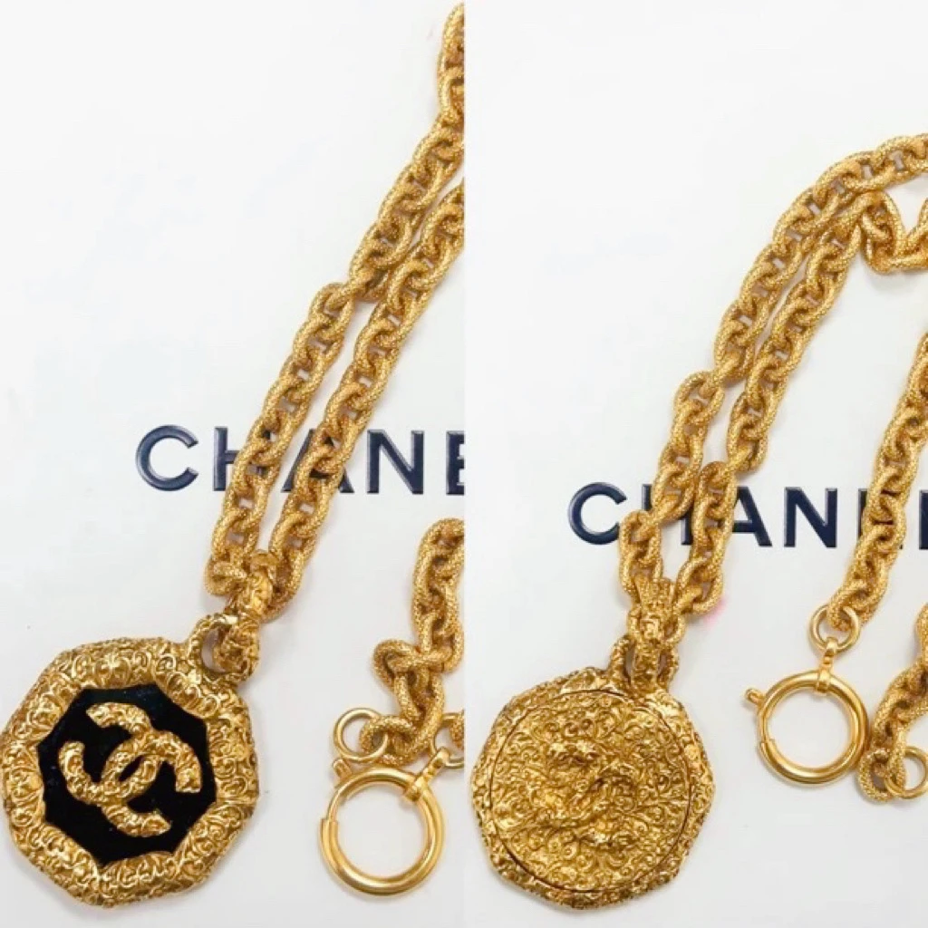 95新 Chanel/香奈儿 Chanel vintage香奈儿八角黑金熔岩项链