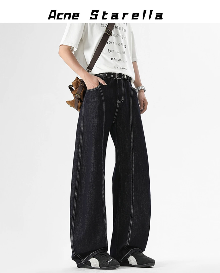 【男女同款】夏季新款休闲宽松弯刀牛仔裤破洞街头潮品百搭