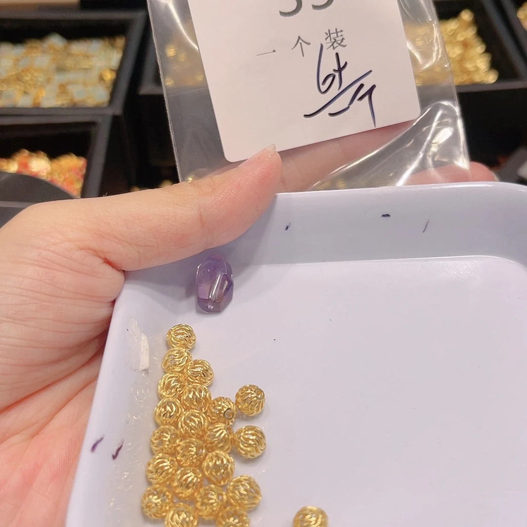 水晶珠宝半成品银S925镀金镶嵌35