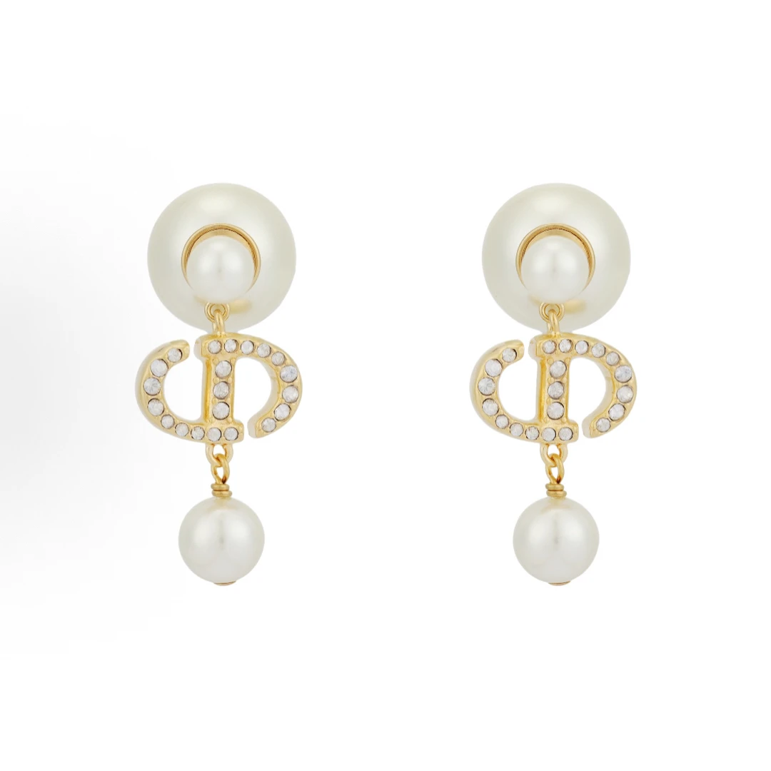 合金树脂耳饰 CD高定款珍珠星星水钻TRIBALES后挂式耳饰女仿正品