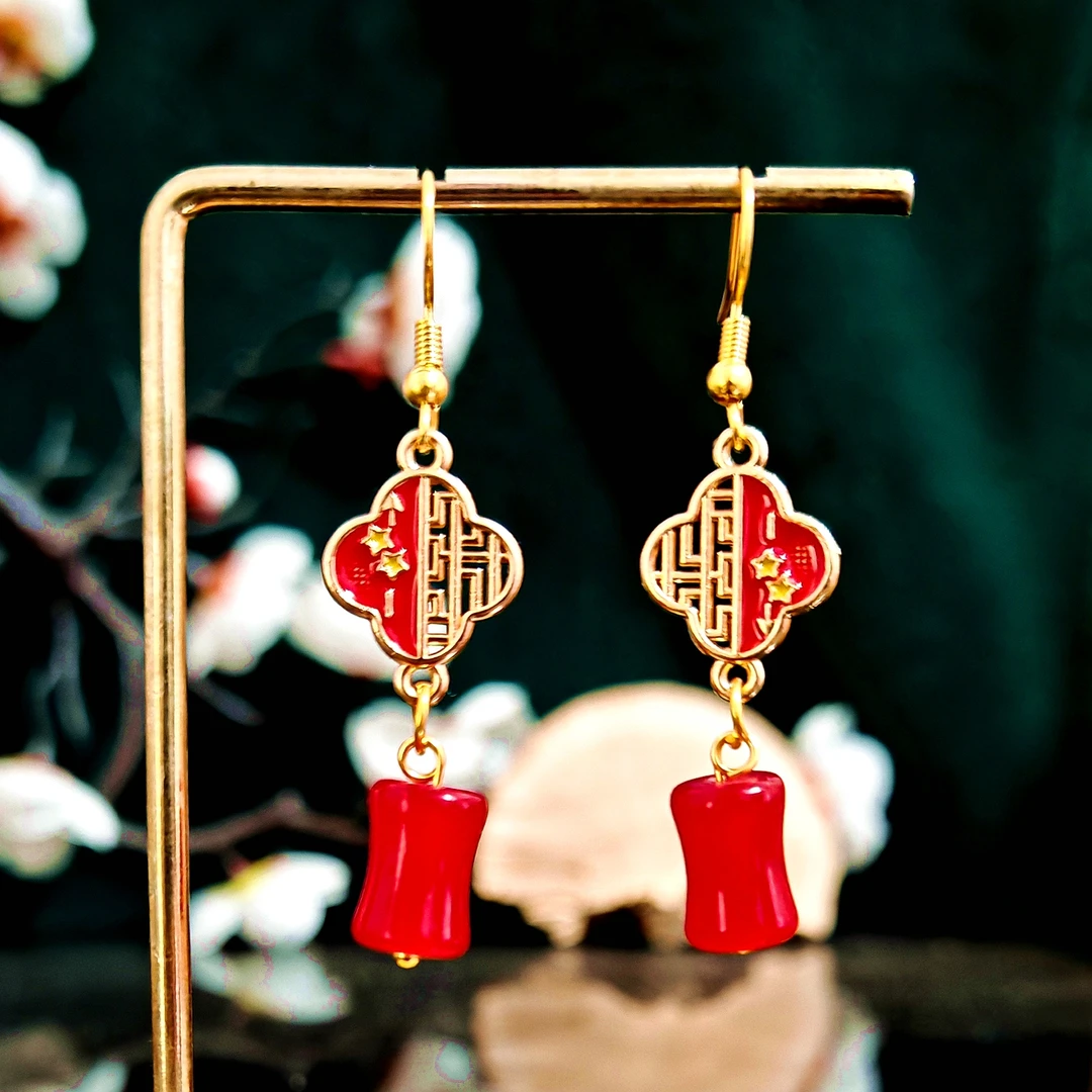 多吉米红庭锁梦新中式国风高级感耳环耳饰耳坠