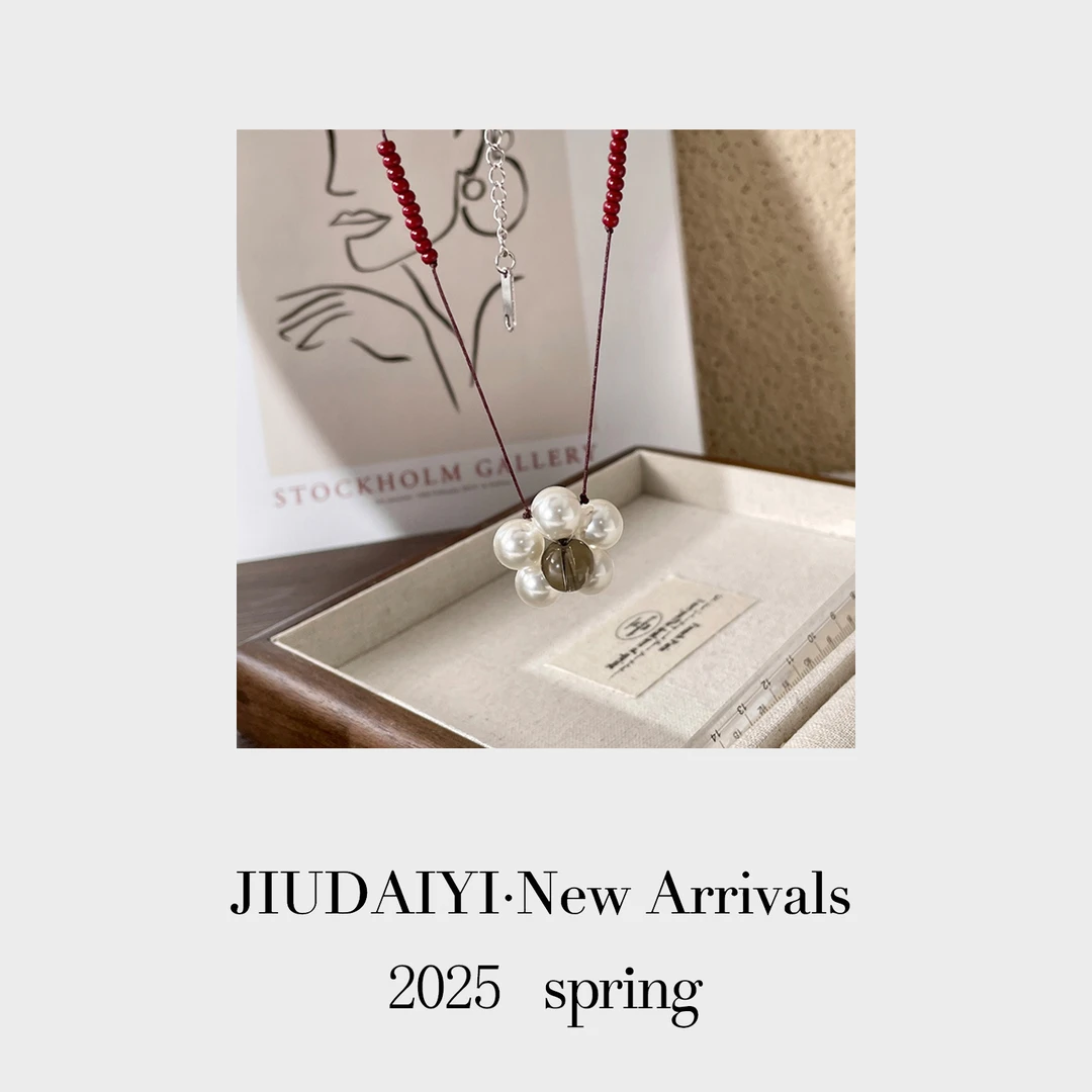 铜合金仿珍珠项链 玖黛衣 蜡绳花朵编制叠戴锁骨项链 SPJ40156