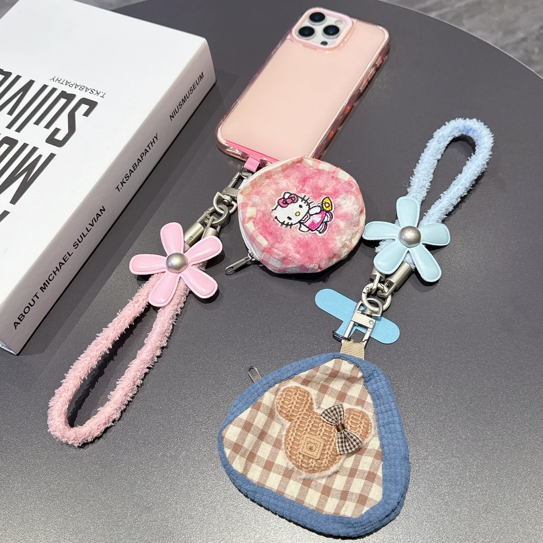 时尚短款毛绒可调节手机挂绳卡通包包挂件结实耐用花朵手腕绳女款