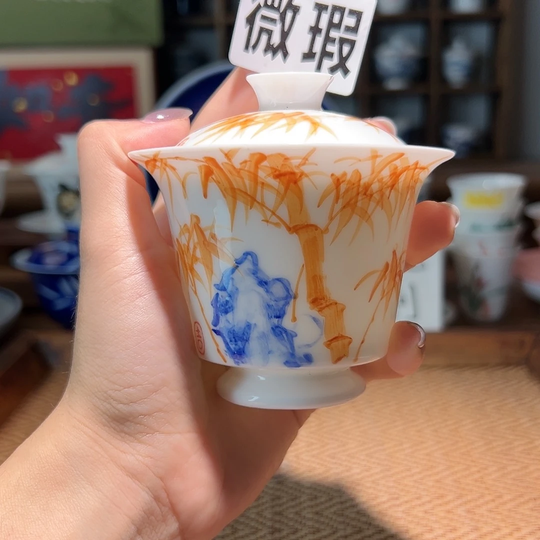 【闪购商品】微瑕 手绘 盖碗