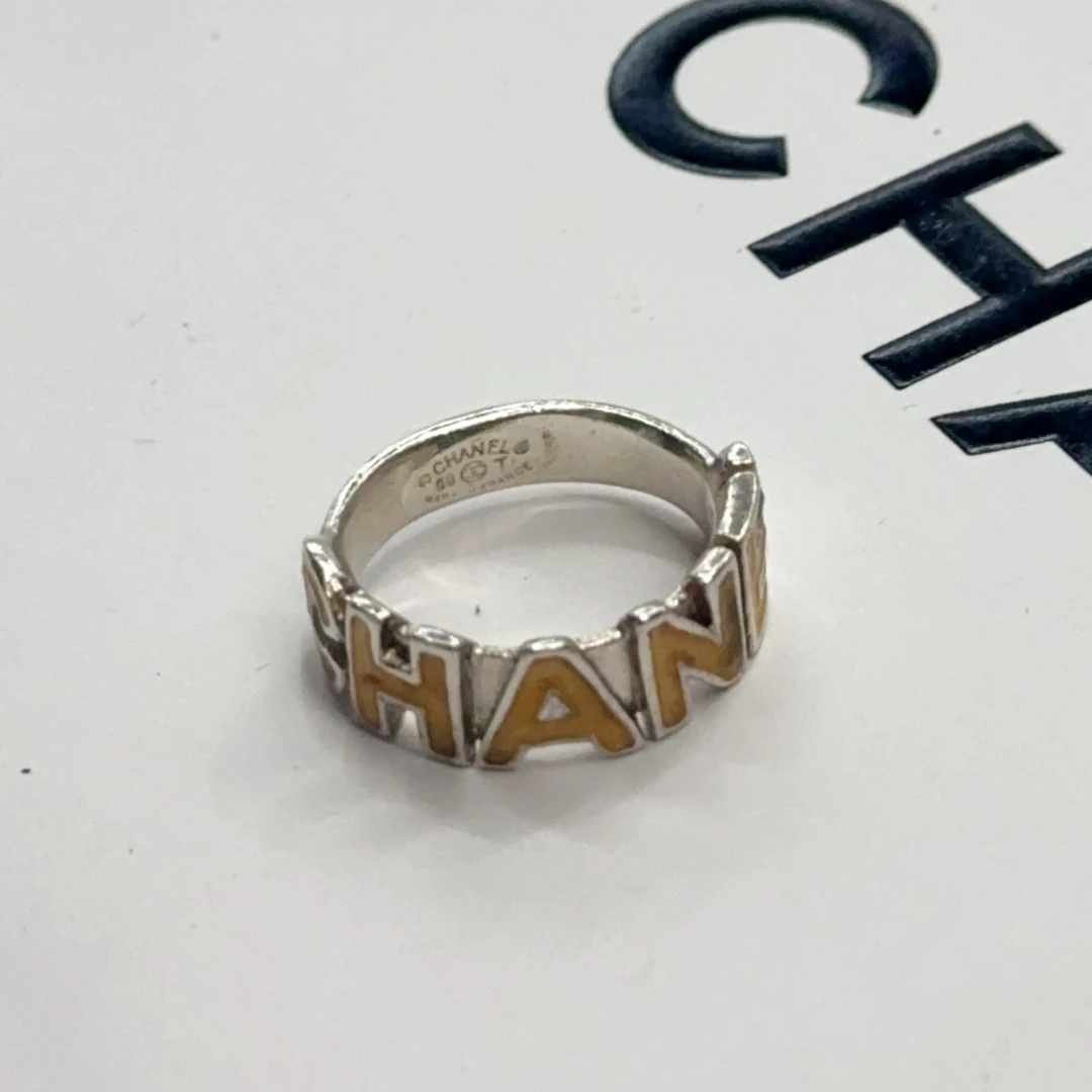 95新 Chanel/香奈儿 vintage香奈儿中古粉字母戒指（港码14欧码53