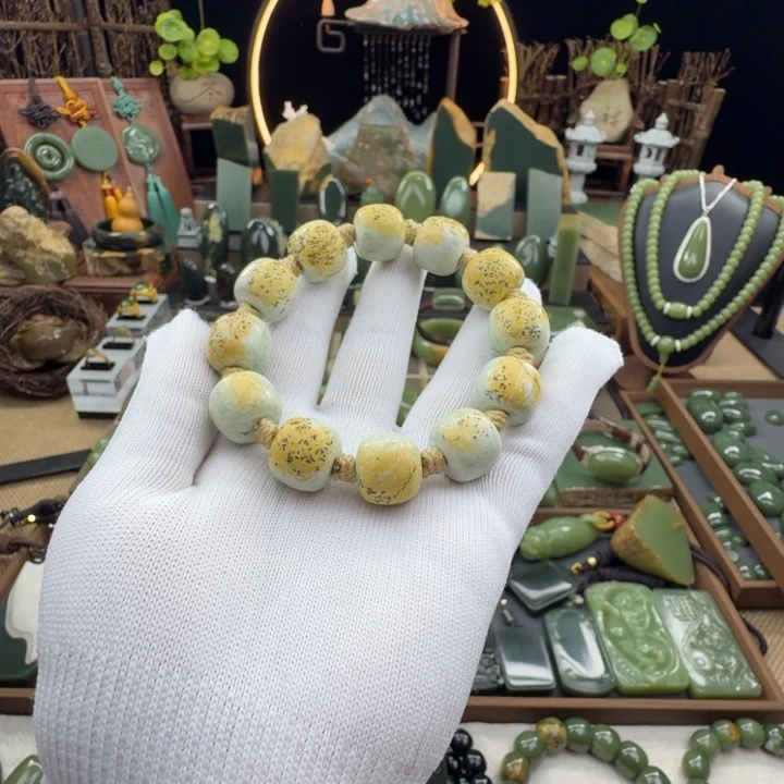 岫岩河磨玉（透闪石质玉）未镶嵌手串