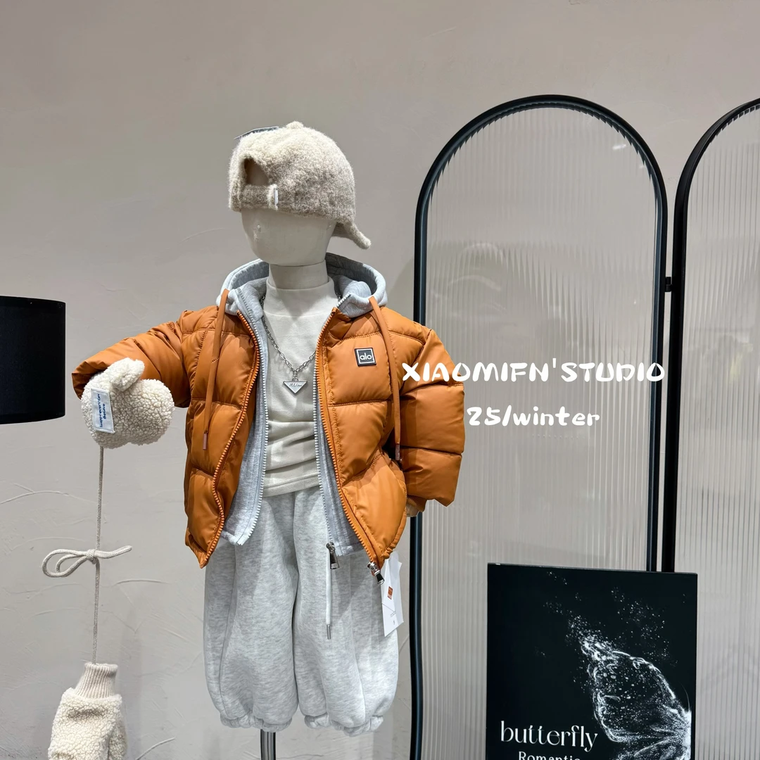 现货~儿童棉服兔毛皮衣外套2025秋冬新款韩版男童装宽松宝宝25106