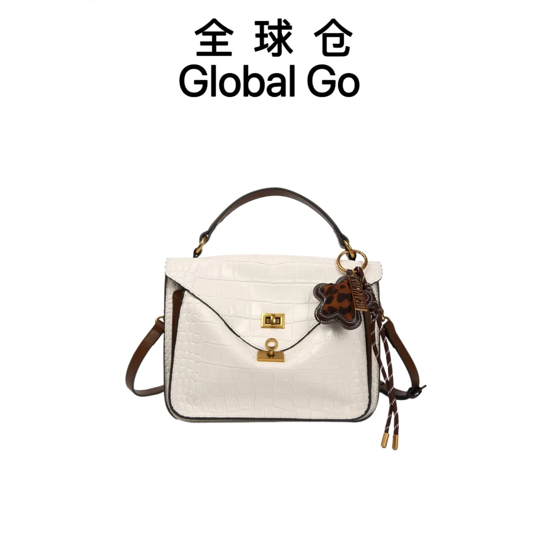 【全球仓Global Go】2025新款简约高级感大容量邮差包 白棕