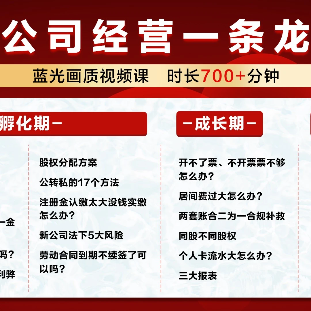 公司经营一条龙2025新版 99节视频课+工具（新环境、新政策、新思路）