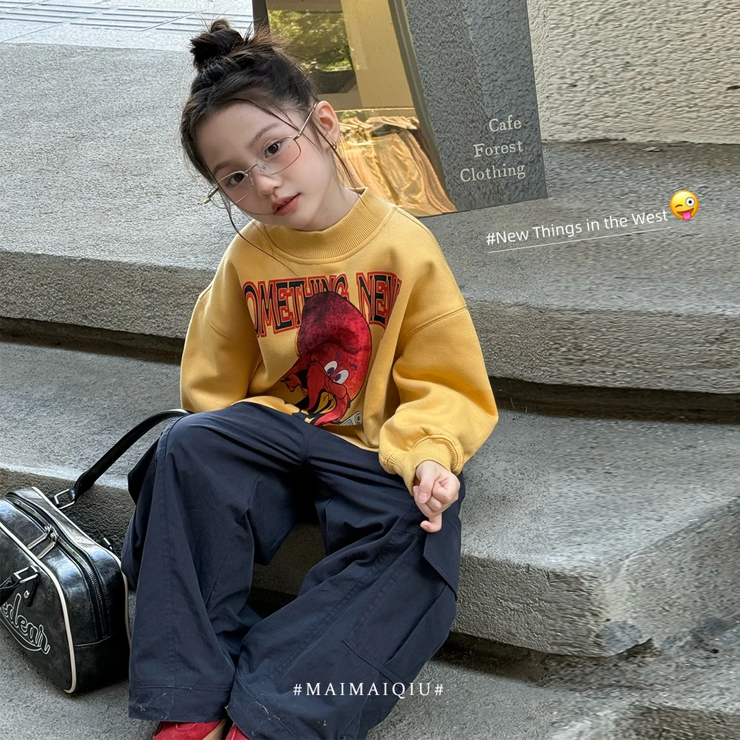 现货「麦麦秋」【西部新事】一体柔肤绒女中大童冬印花卫衣GD2531