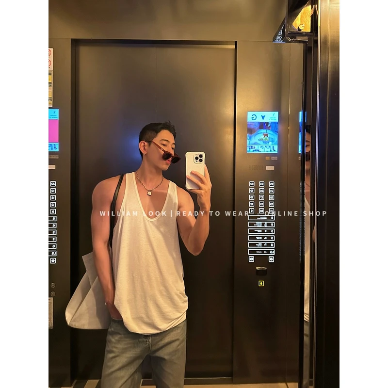 威廉威. 黑/白/咖/100精棉遛弯老头背心升级款/日常随意感P120