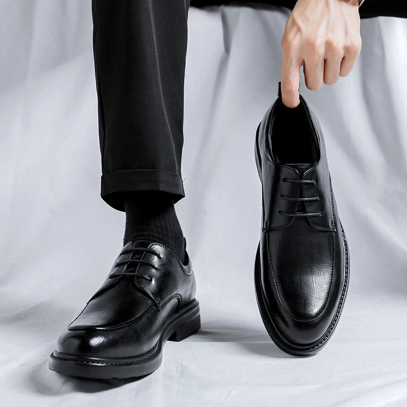 皮鞋男款夏季透气商务正装英伦风休闲伴郎黑色男士结婚新郎鞋婚鞋