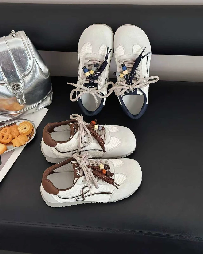 「姚姚严选」2025早秋新款系带玛卡龙色系运动休闲德训鞋Q6822