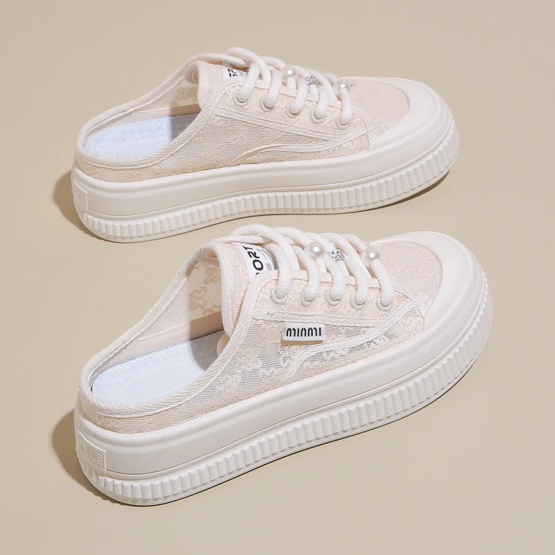 夏款凉拖包头爆款百搭网面拖鞋子2025夏季新款半拖小白鞋女鞋外穿