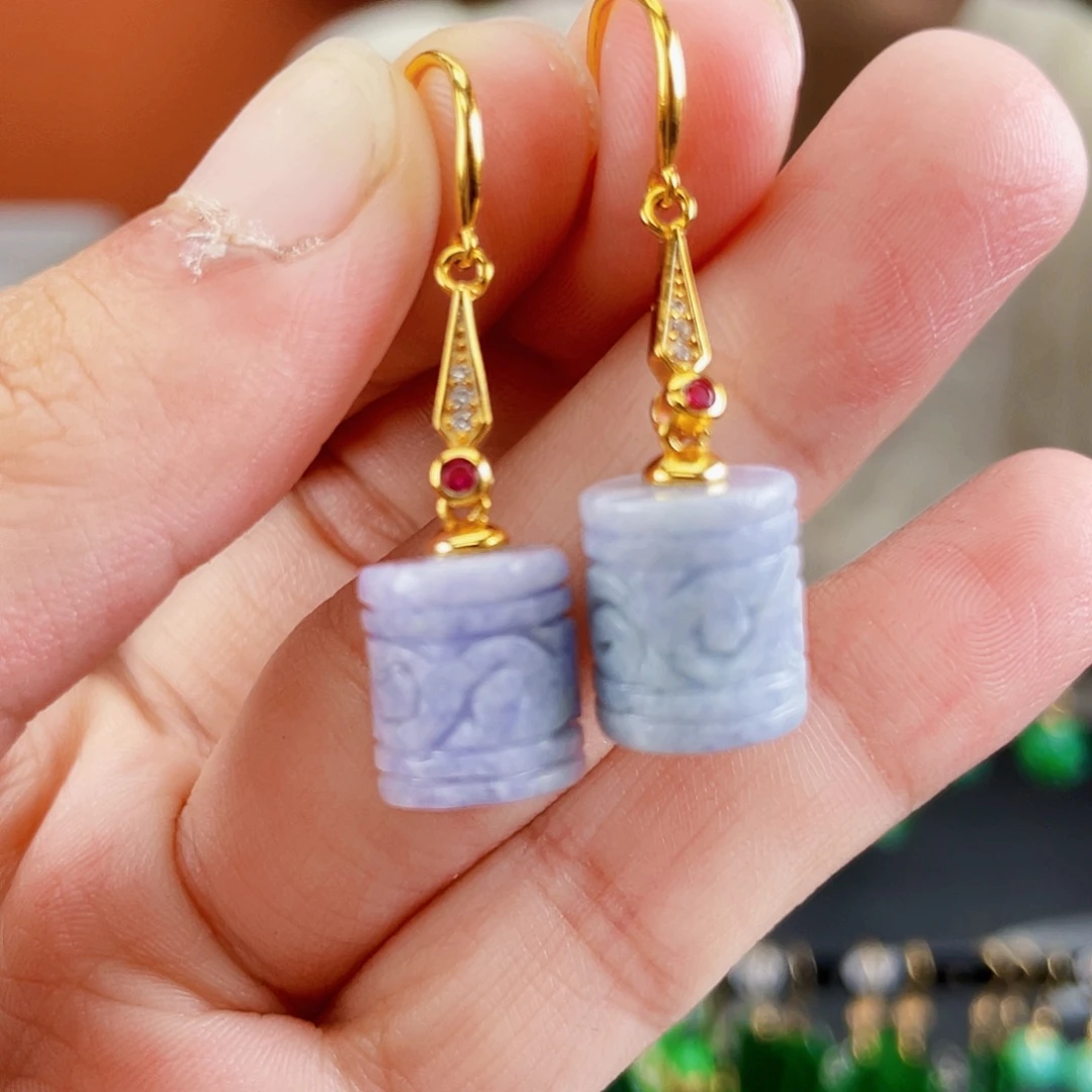 银S925镶嵌翡翠耳饰