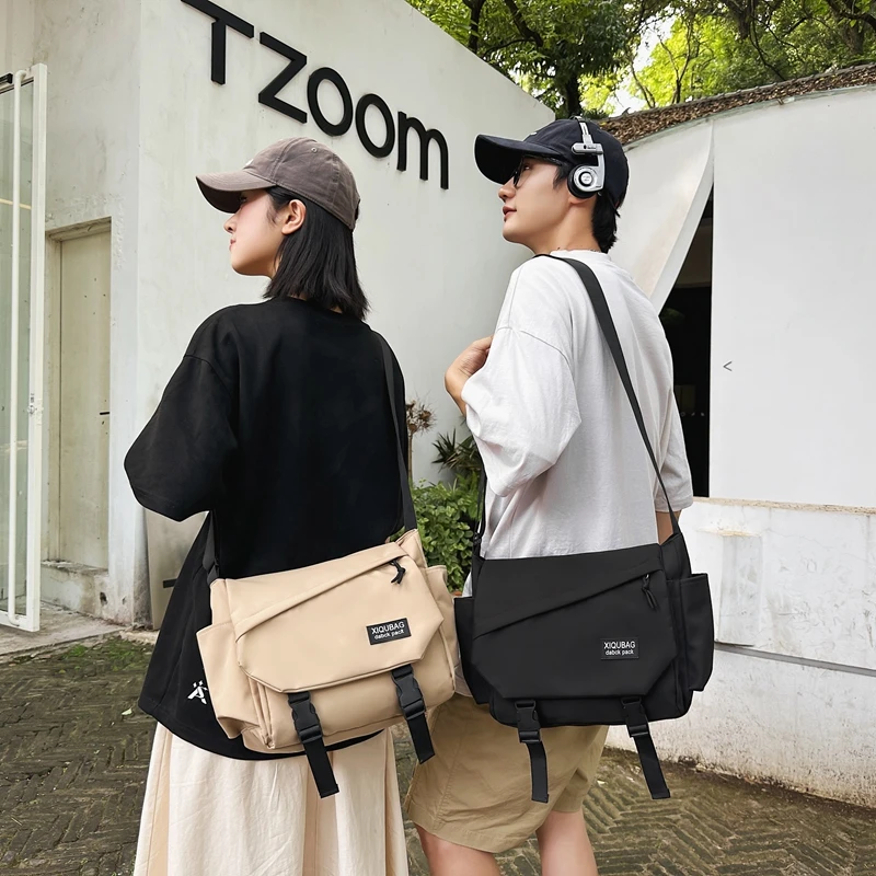 男士斜挎包机能工装日系休闲潮牌单肩包大容量背包女大学生斜跨包