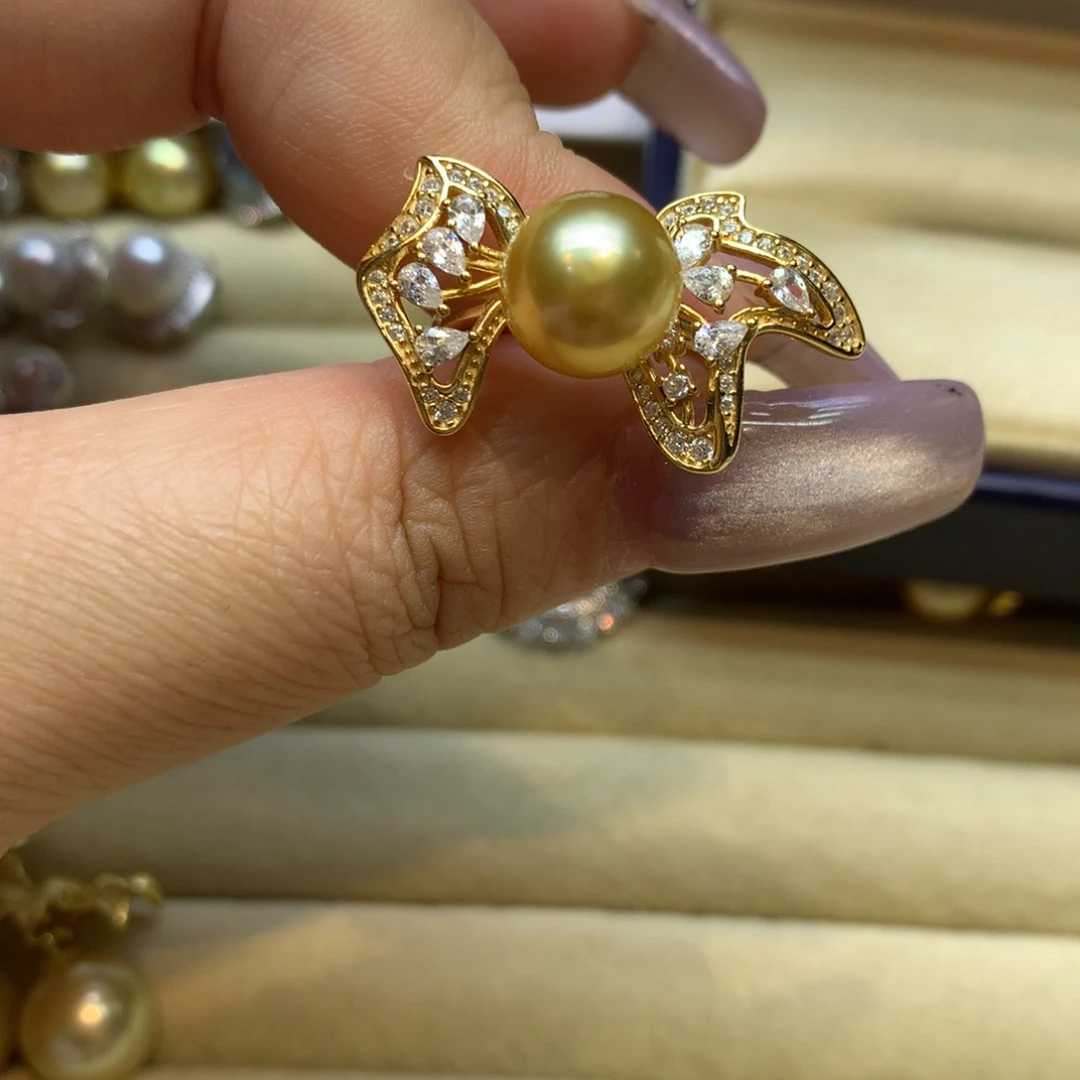 银S925镶嵌戒指海水珍珠