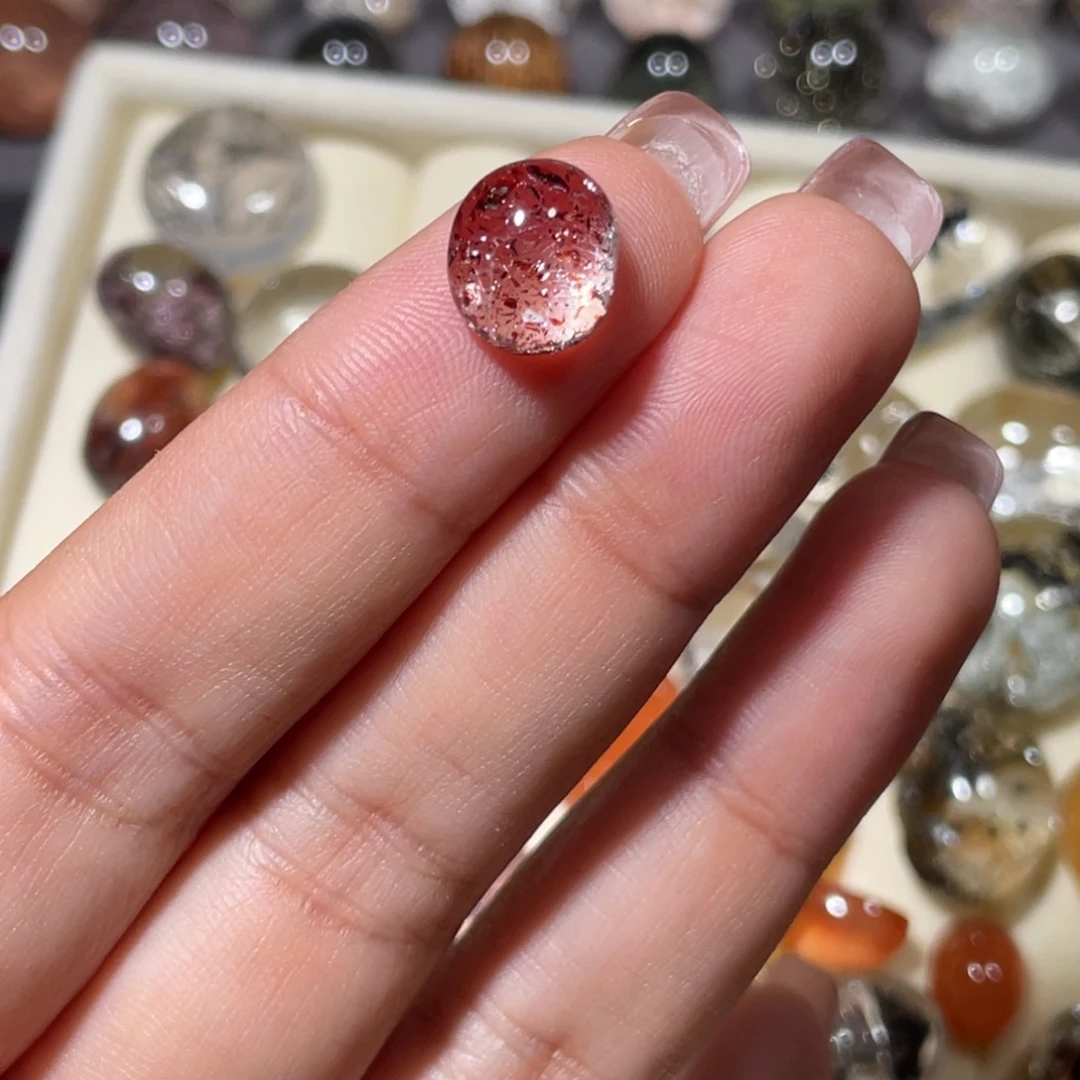 未镶嵌珠宝半成品水晶N**e金草莓 蛋面