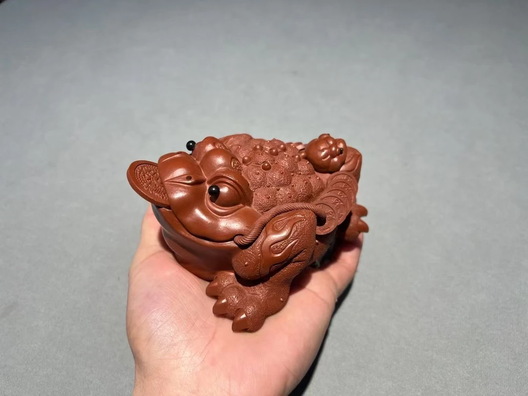 紫砂把玩茶宠三足金蟾精品茶桌摆件可养功夫茶具配件手工茶玩蟾蜍