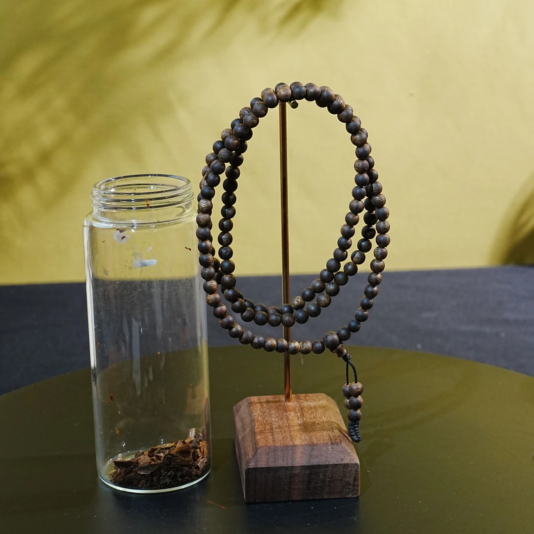 【收藏级】越南黑棋软丝沉香念珠 0.54cm 13.6g 250908089  A