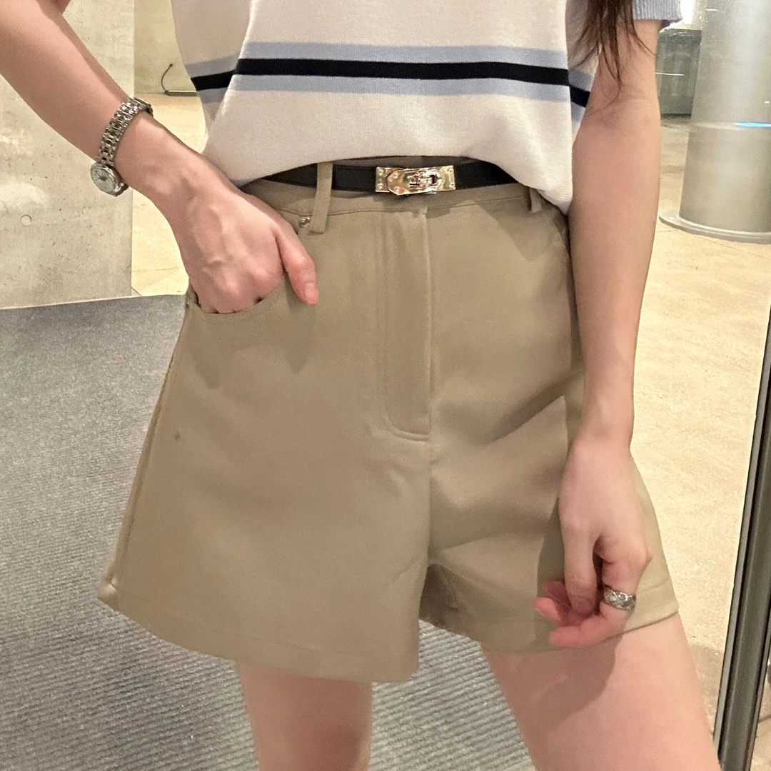 【质感至上】老钱风休闲西装短裤百搭韩系阔腿短裤含腰带-1