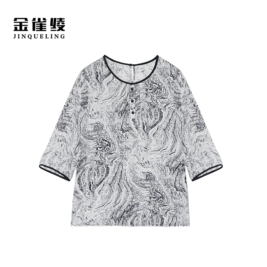 金雀绫【马可波罗】100桑蚕丝设计感透气加宽加大小衫SZA1S277
