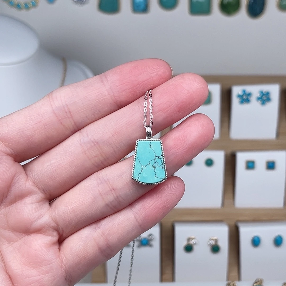 绿松石银S925镶嵌颈饰