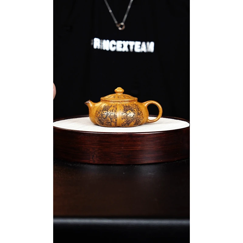 宜兴紫砂 筋纹寒江 龙骨金砂 李雨瑶h305