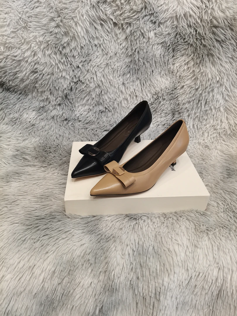 时尚洋气蝴蝶结细跟极简风纯色尖头夏季春季单鞋