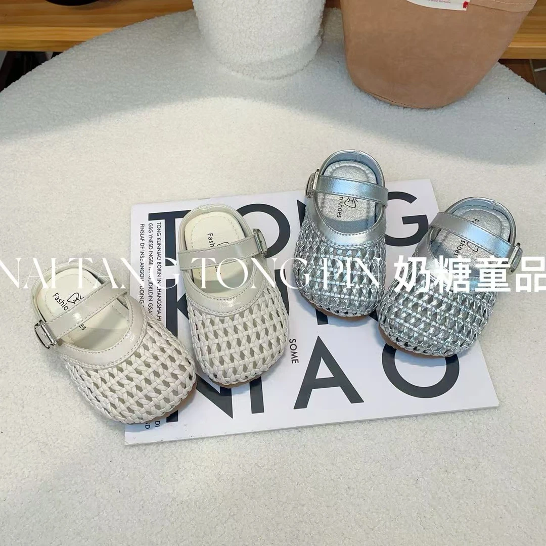 【夏日野海】韩版女童编织包头拖鞋时尚洋气森系女宝软底外穿凉拖鞋