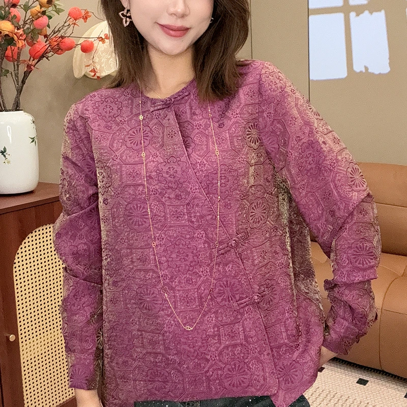 【锦轩阁】新中式国风女装斜襟时尚复古宽松上衣6722
