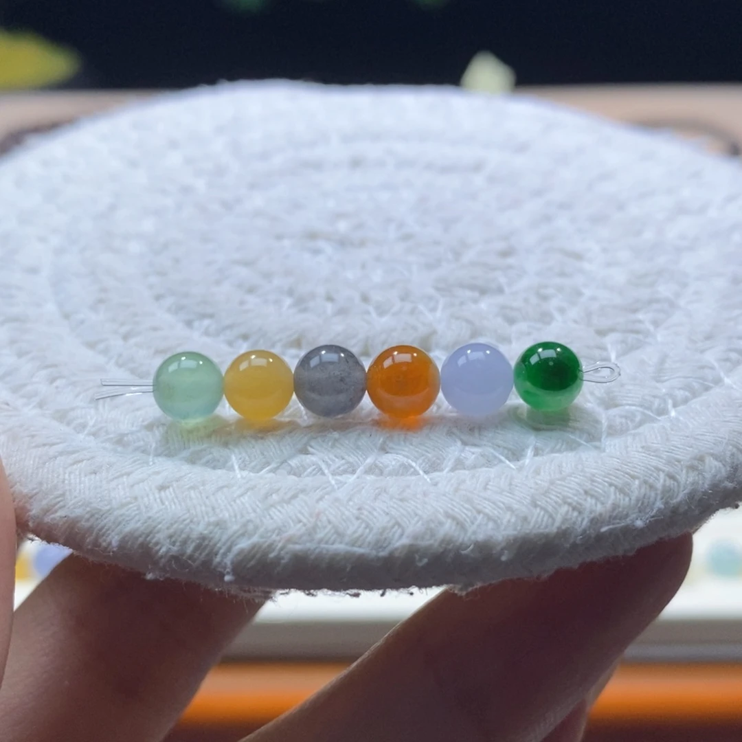 翡翠未镶嵌颈饰翡翠浓彩多宝小珠串6+mm